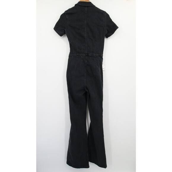 Free People We The Free Jayde Flare Jumpsuit Black Mamba NWT Denim Size S - Picture 11 of 11